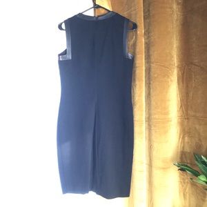 LAUREN R/L Polished Black Leather and Rayon Dress